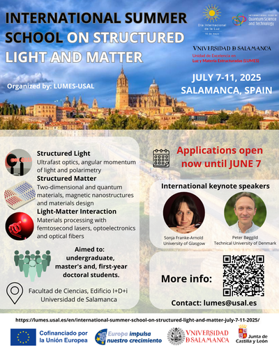 International Summer School on Structured Light and Matter, July 7–11, 2025